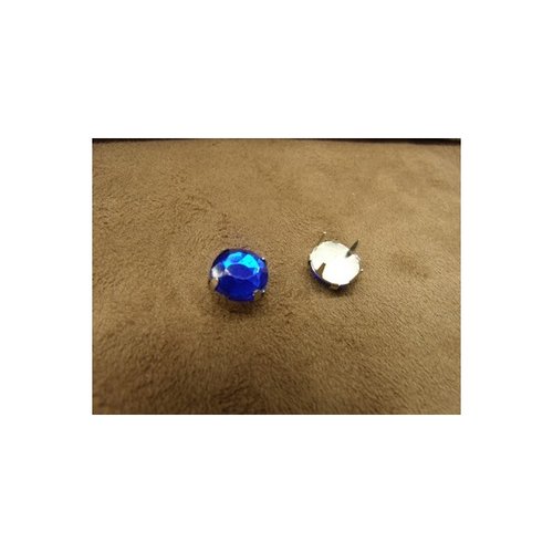 Strass à griffe rond bleu, 1 cm,vendu par 25 pièces