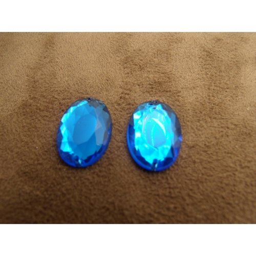 Strass ovale bleu, 18mm x 13mm,vendu à la pièce