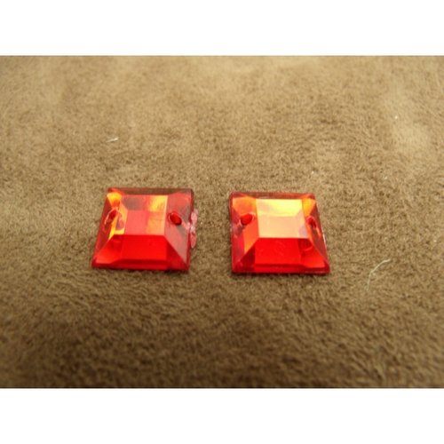 Strass carré rouge,12 mm,vendu par 10 pièces