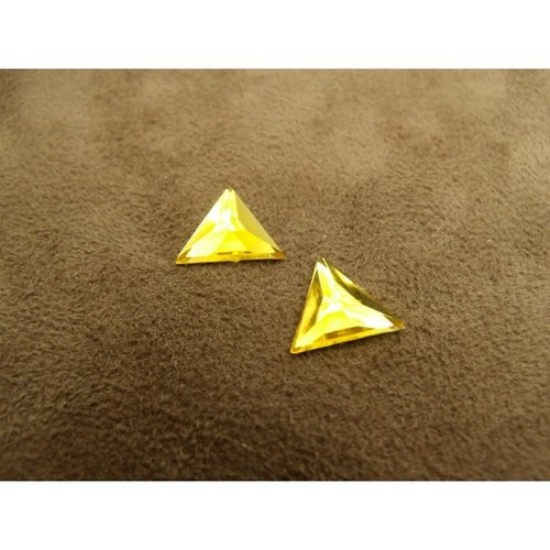 Strass triangle jaune,12 mm,vendu par 10 pièces