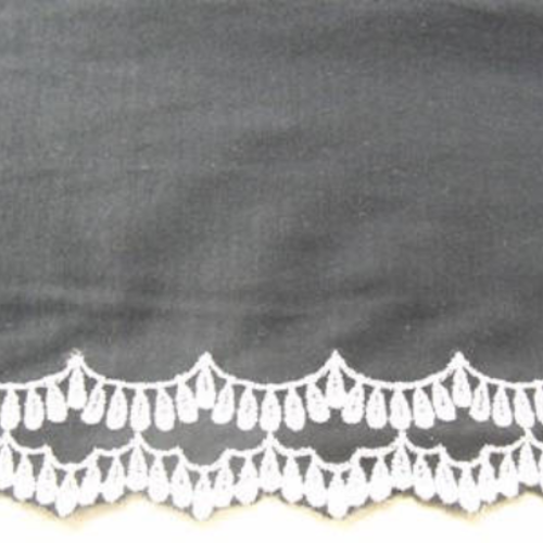 Broderie marine sur jersey de coton blanche 12 cm / hauteur de broderie: 3,5 cm