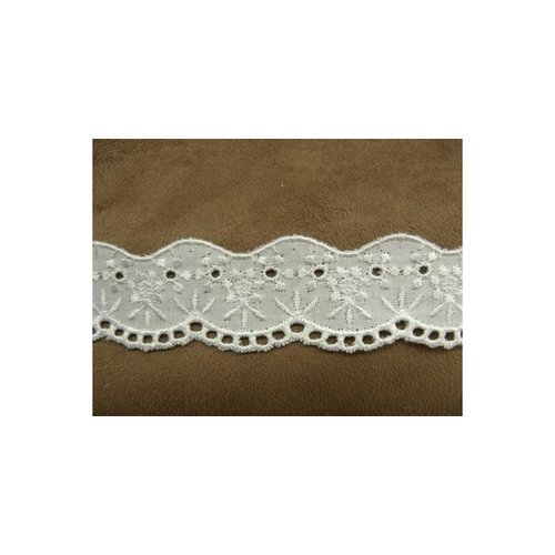 Broderie anglaise coton blanche, 2.5 cm