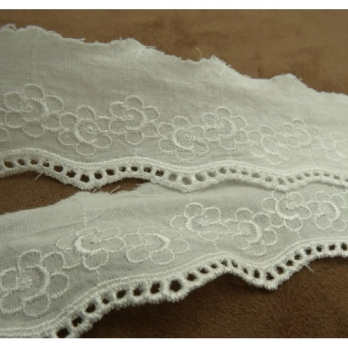 Broderie anglaise coton blanche, 4 cm