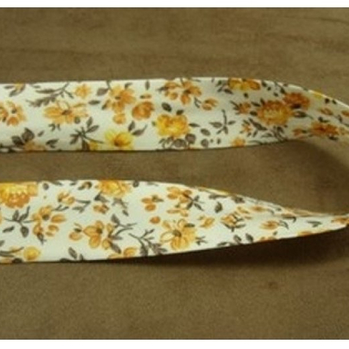 Biais liberty a fleurs coton ou polyester fond blanc & fleurs, orange et marron,25 mm