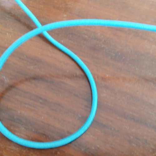 Elastique rond elasthanne bleu turquoise  ,3 mm