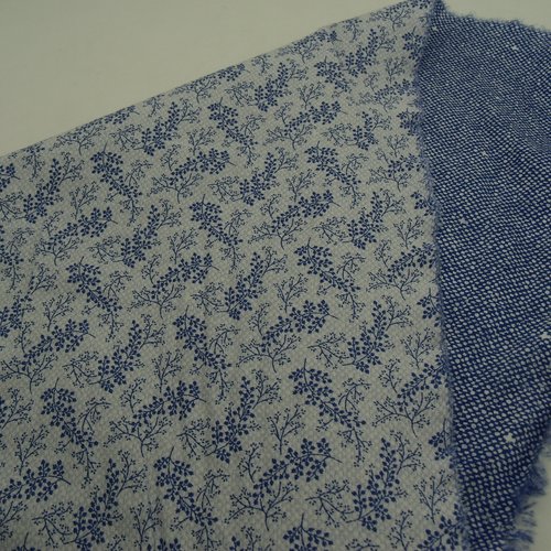 Tissu coton imprimé réversible bleu,150 cm