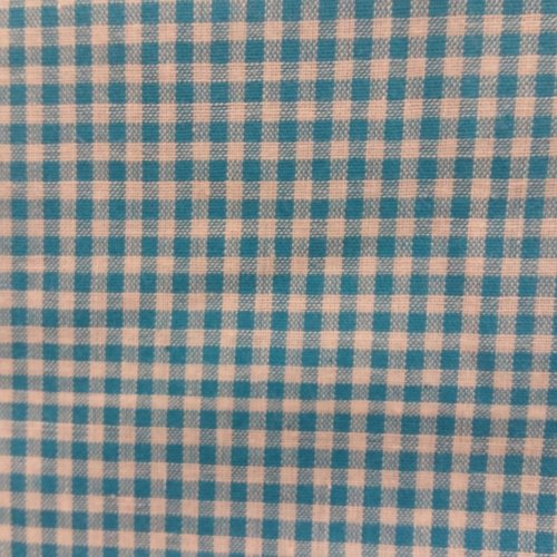 Tissu coton vichy petit carreau bleu et blanc,150 cm