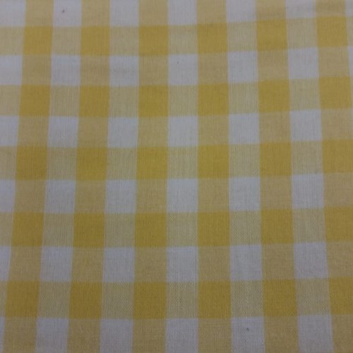 Tissu coton vichy carreau jaune et blanc,150 cm
