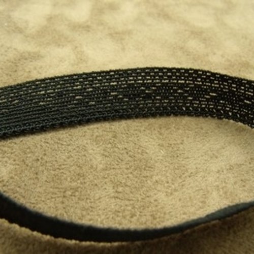 Ruban dentelle  elastique polyester & latex noir ,15 mm