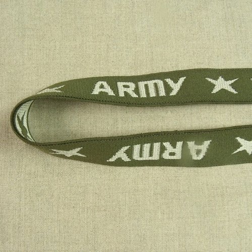 Ruban elastique motif militaire * *army * * 3.00 cm, de belle qualité