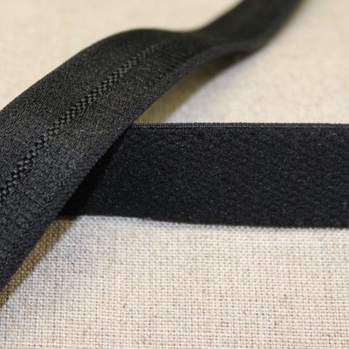 Ruban elastique élasthanne face velours noir,2 cm