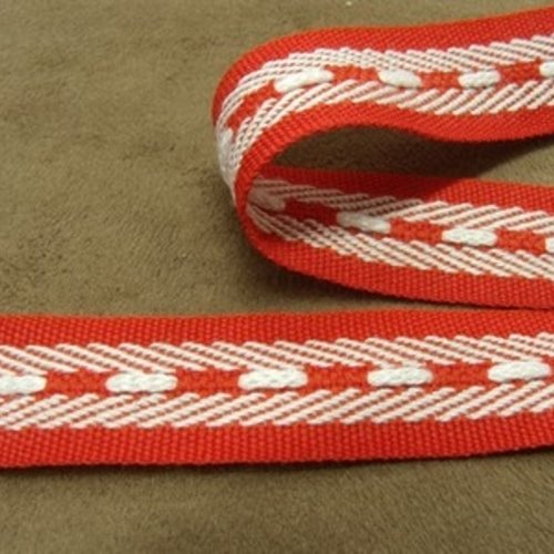 Ruban style polyester rouge et blanc,2 cm