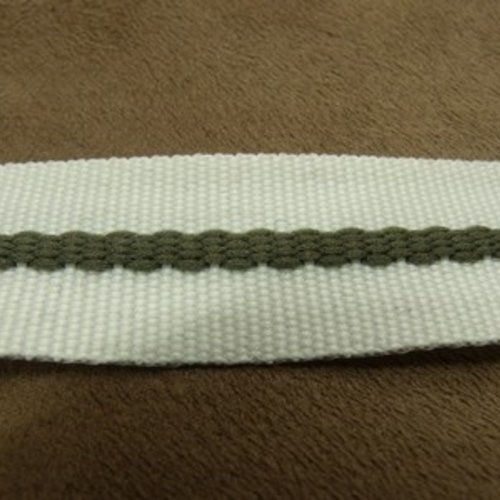 Sangle polyester  lanière vert kaki sur fond blanc 20 mm