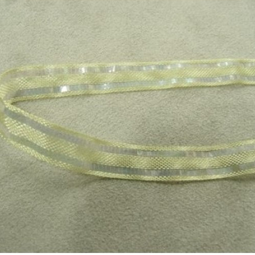Ruban organza gris perle,1 cm,vendu par 4 mètres, soit 0.75€ le mètre