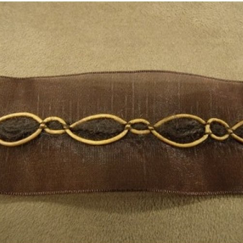 Ruban organza surpiquer velours marron 25 mm