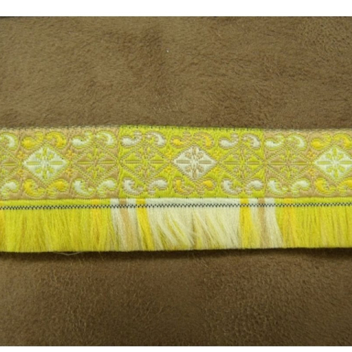 Ruban tissé vert et beige 25 mm