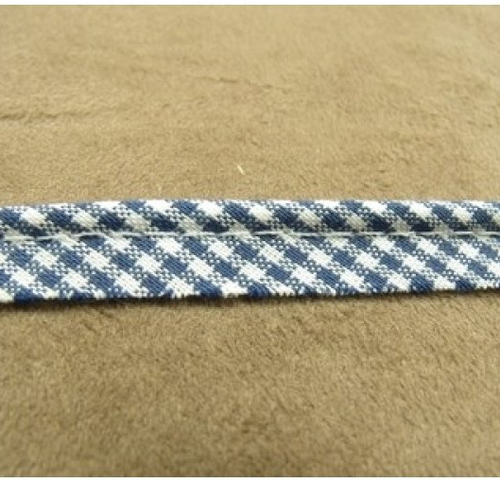 Ruban / biais passepoil vichy coton bleu et blanc,1 cm