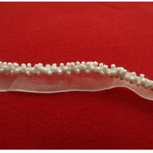Ruban passepoil perlé blanc, 1.3 cm