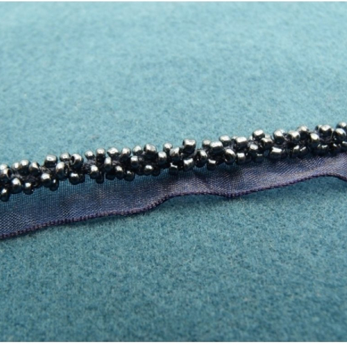 Ruban passepoil perlé bleu marine,1.3 cm