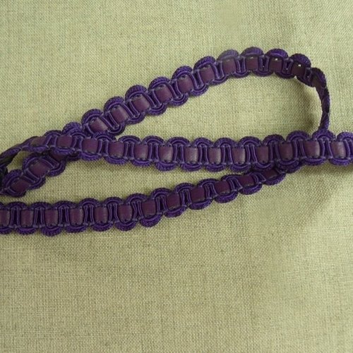 Ruban brillant simili cuir /skai traversant violet,15 mm