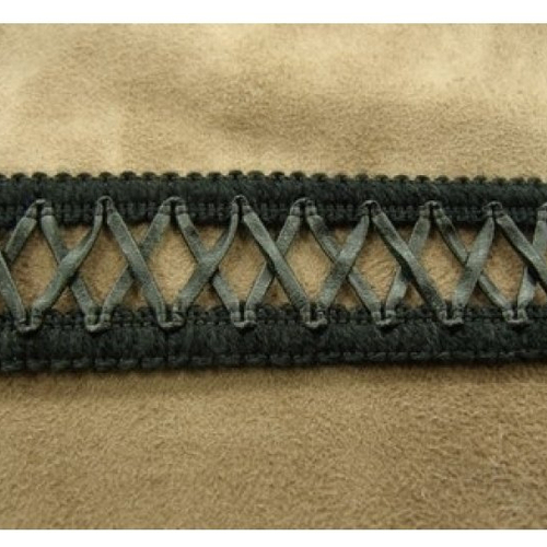 Ruban simili cuir skai entrelacé noir ,30 mm