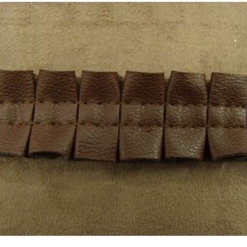Ruban simili cuir/ skai froncé marron,25 mm