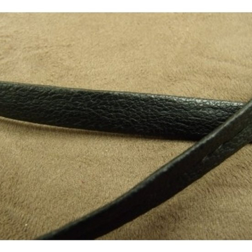 Ruban simili cuir / skai replié noir ,1 cm