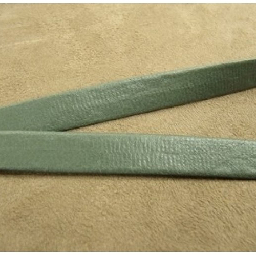 Ruban simili  cuir / skai replié vert kaki,1 cm