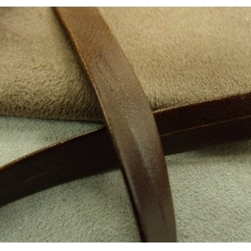 Ruban simili cuir / skai replié marron,1 cm