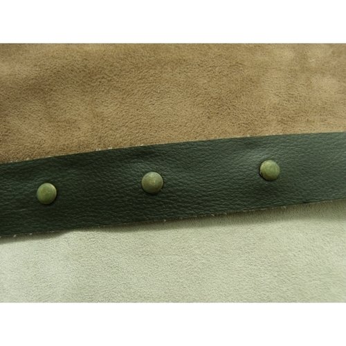 Ruban skai vert kaki avec rivet bronze ,4 cm