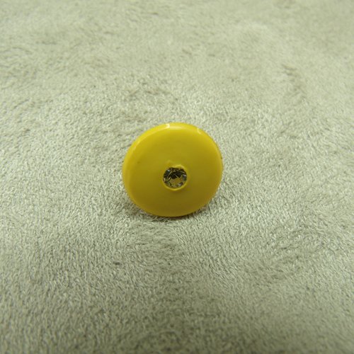 Bouton acrylique motif petit strass jaune,12 mm, très résistant et lumineux