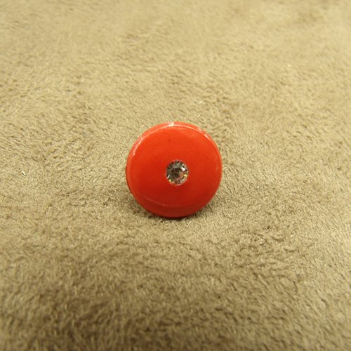 Bouton acrylique motif petit strass rouge,12 mm, très lumineux et très résistant