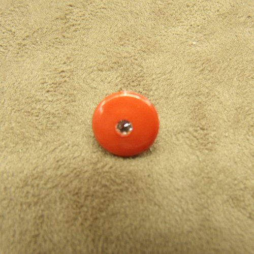 Bouton acrylique motif petit strass- rouge / oranger ,12 mm,très lumineux et résistant