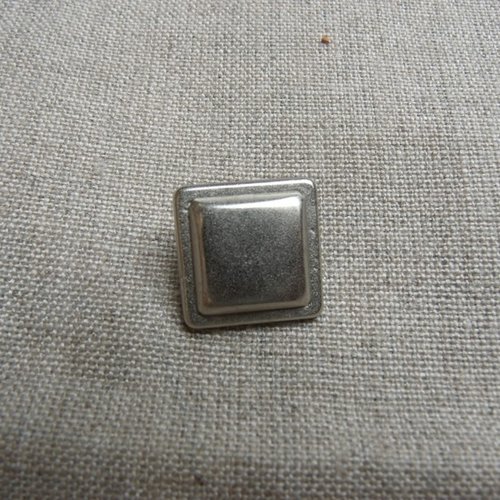 Bouton carré à queue métal argent vieilli,15 mm, de belle qualité