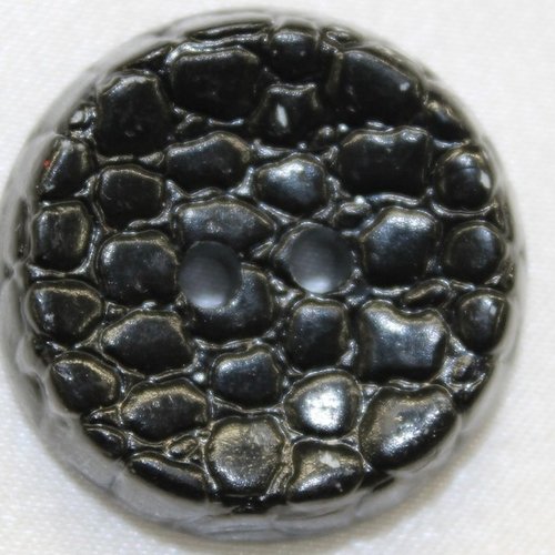 Bouton noir acrylique à 2 trou façon lézard,25 mm,de belle qualité