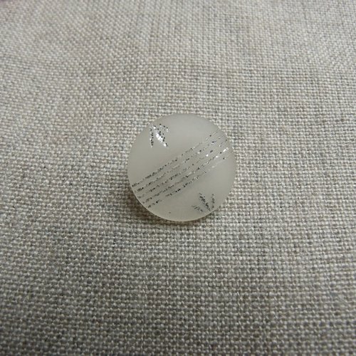 Bouton acrylique à queue translucide pailleté argent,15 mm,de belle qualité