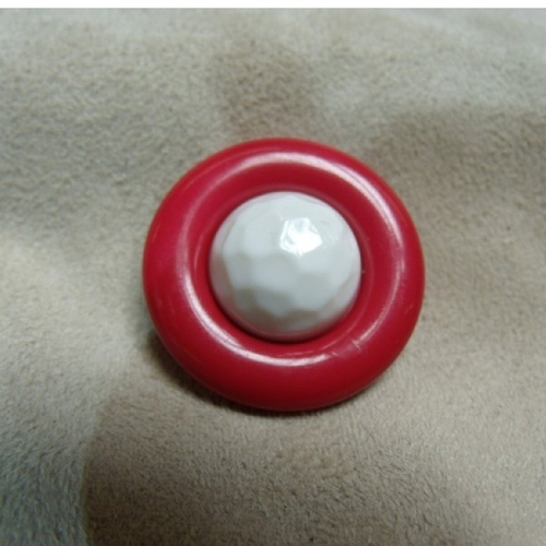 Bouton acrylique bicolore rouge & blanc,de belle qualité,18 mm