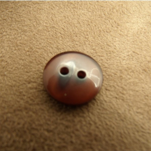 Bouton acrylique marron à 2 trous, 14 mm, vendu par 6