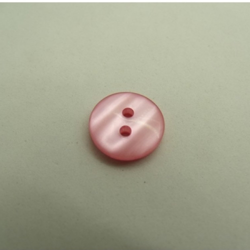 Bouton acrylique rose à 2 trous, 14 mm,vendu par 6