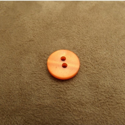 Bouton acrylique orange à 2 trous,14 mm ,vendu par 6
