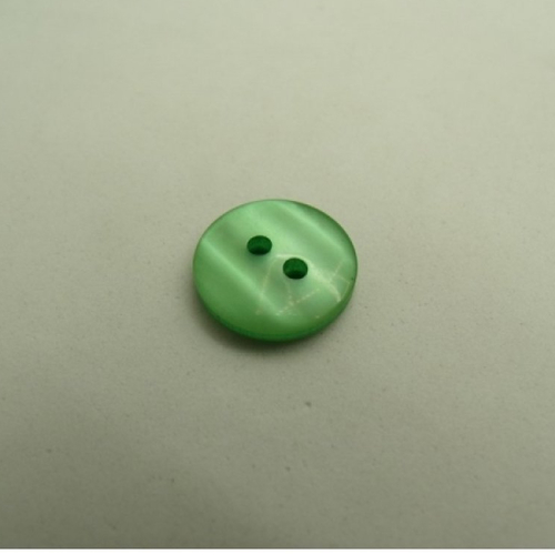 Bouton acrylique vert à 2 trous,14 mm,vendu par 6