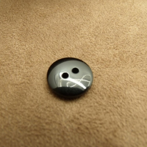 Bouton acrylique noir à 2 trous,14 mm,vendu par 6