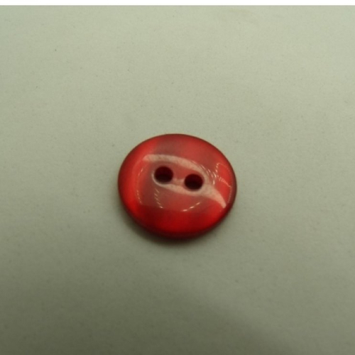 Bouton acrylique à 2 trous rouge,14 mm,vendu par 6