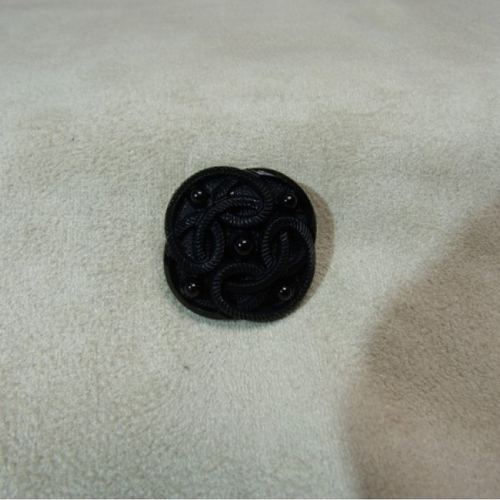 Bouton effet passementerie noir,de belle qualité,18 mm