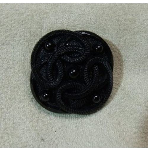 Bouton effet passementerie noir,de belle qualité,22 mm