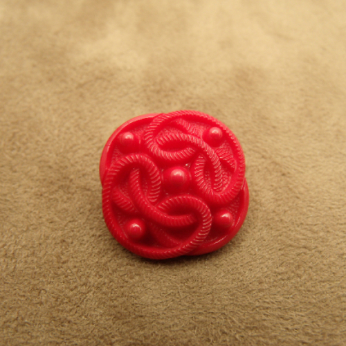 Bouton acrylique effet passementerie-rouge,de belle qualité,18 mm