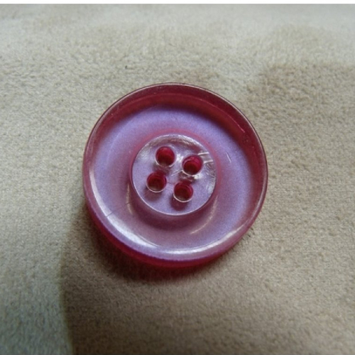 Bouton polyester rose à 4 trous,26 mm,de belle qualité