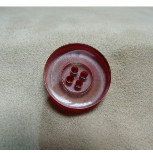 Bouton polyester rouge ,26 mm ,à 4 trous