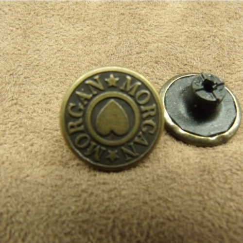 Bouton jean morgan bronze,17 mm, vendu par lot de 2 pièces