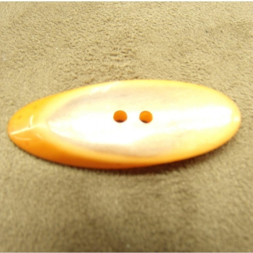 Bouton/ buchette à 2 trous orange,longueur: 4,5 cm / largeur: 1,7 cm